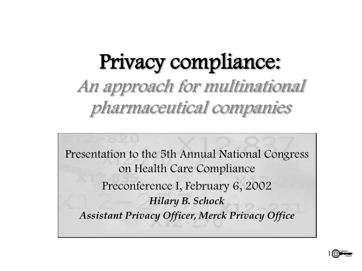 privacy compliance an approach for multinational pharmaceutical companies