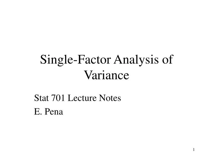 single factor analysis of variance