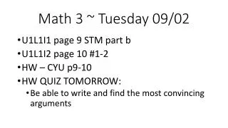 Math 3 ~ Tuesday 09/02