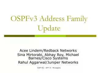 OSPFv3 Address Family Update