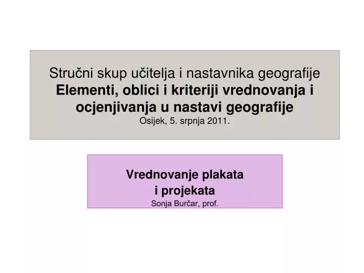 vrednovanje plakata i projekata sonja bur ar prof