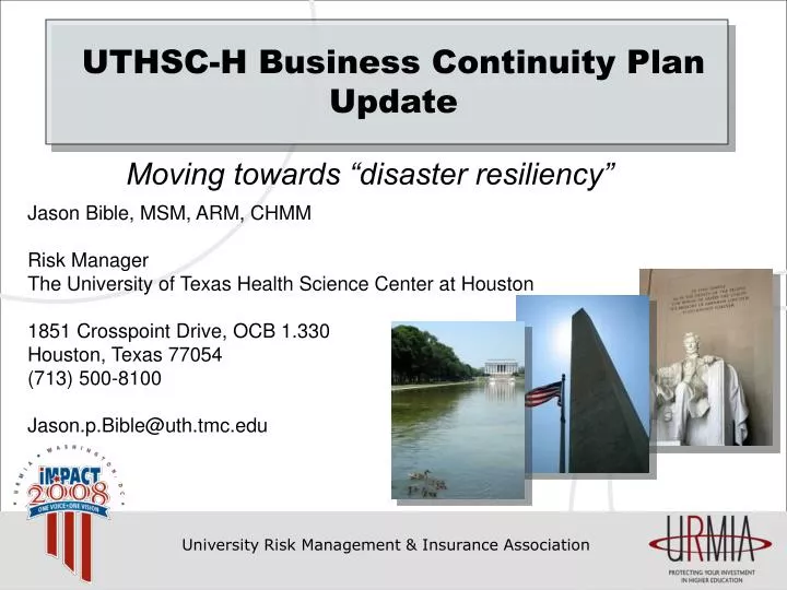 uthsc h business continuity plan update