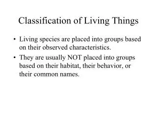 Classification of Living Things