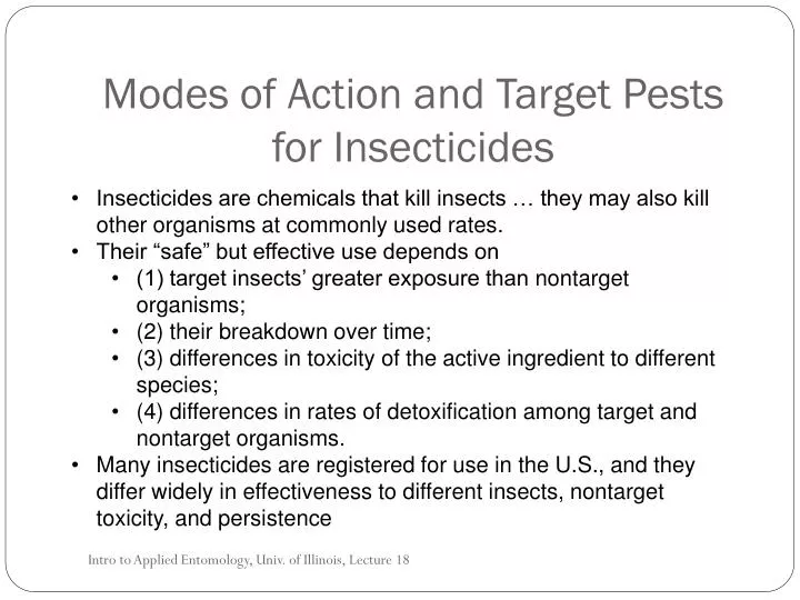modes of action and target pests for insecticides