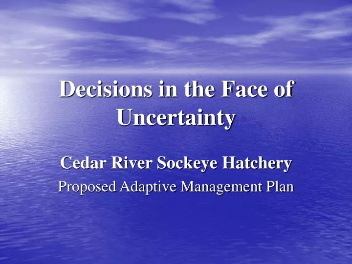 decisions in the face of uncertainty