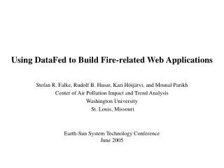 Using DataFed to Build Fire-related Web Applications