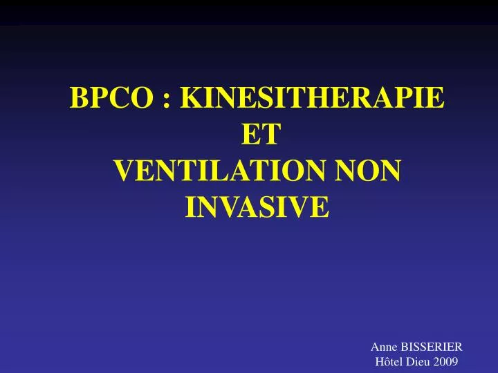 bpco kinesitherapie et ventilation non invasive