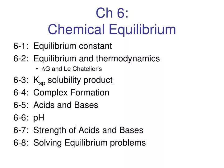 ch 6 chemical equilibrium