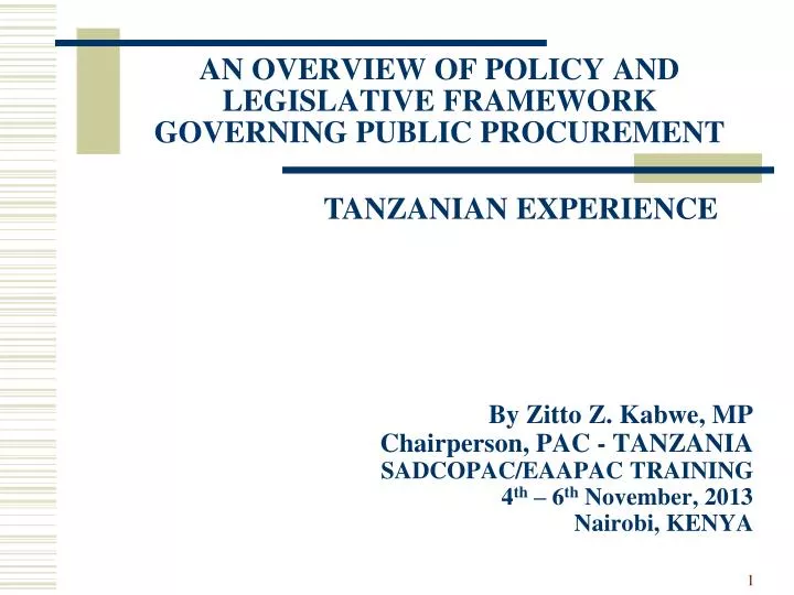 an overview of policy and legislative framework governing public procurement