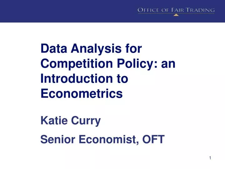 data analysis for competition policy an introduction to econometrics