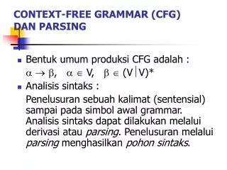 context free grammar cfg dan parsin g