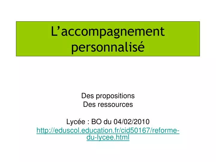l accompagnement personnalis