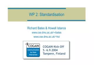 WP 2: Standardisation