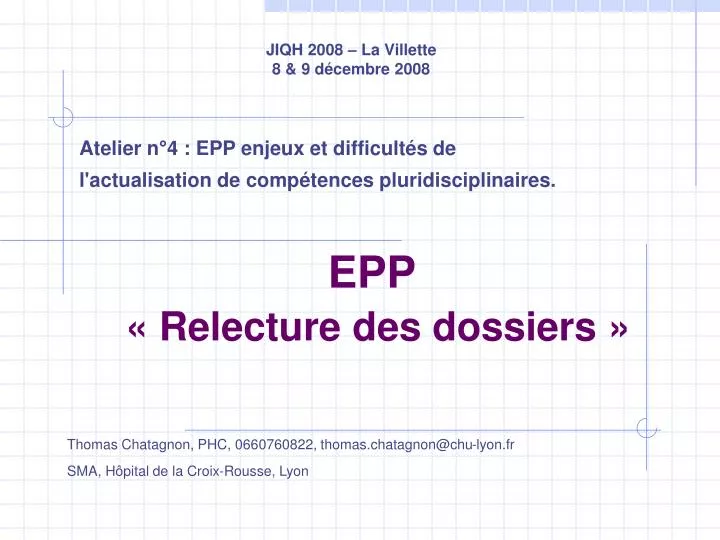 epp relecture des dossiers