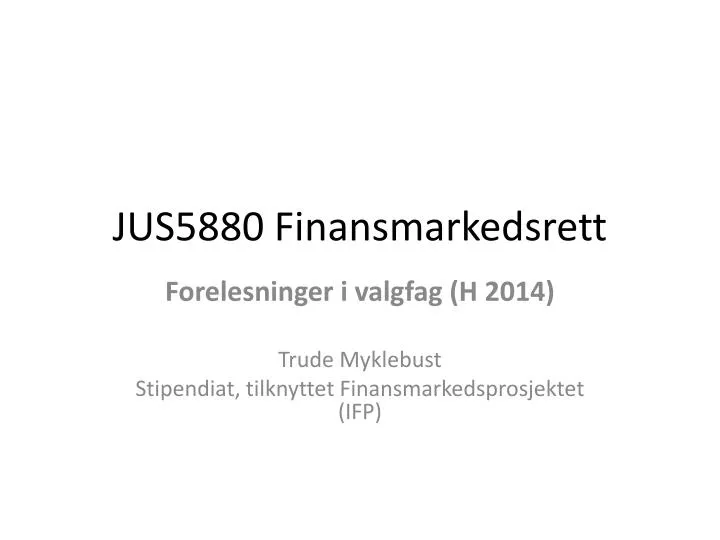 jus5880 finansmarkedsrett