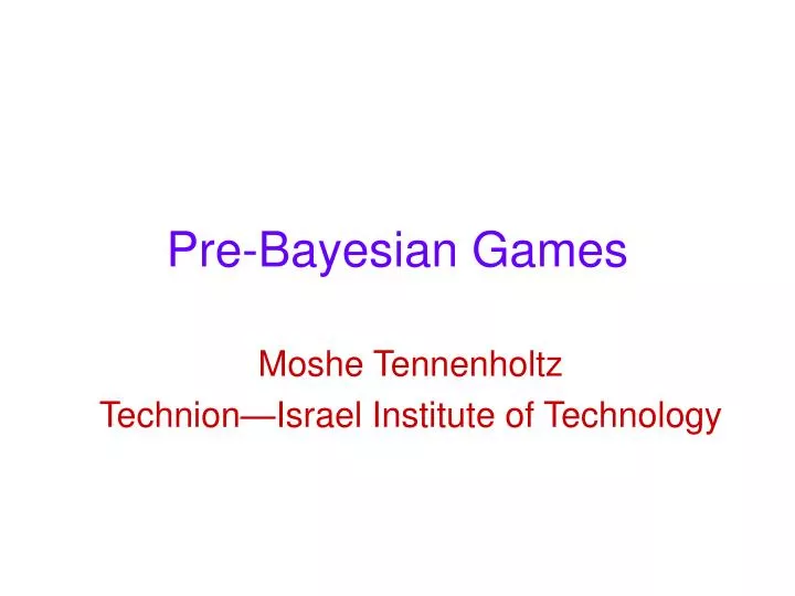 pre bayesian games
