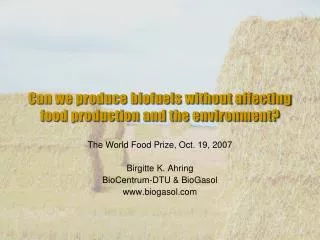 Can we produce biofuels without affecting food production and the environment?