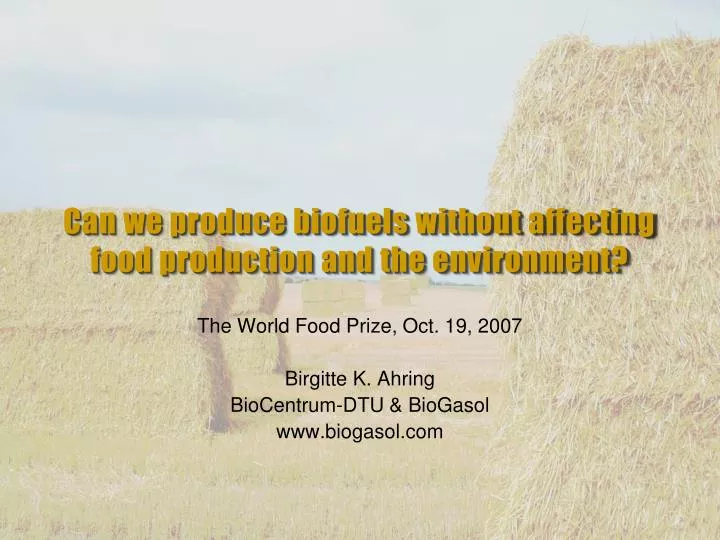 can we produce biofuels without affecting food production and the environment