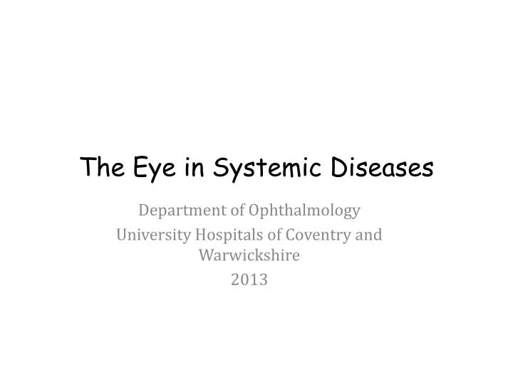 the eye in systemic diseases