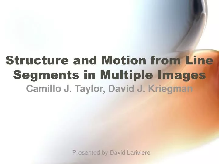 structure and motion from line segments in multiple images