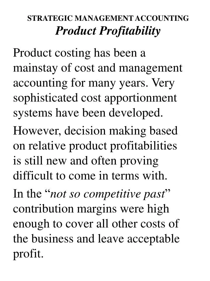 strategic management accounting product profitability