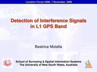Detection of Interference Signals in L1 GPS Band