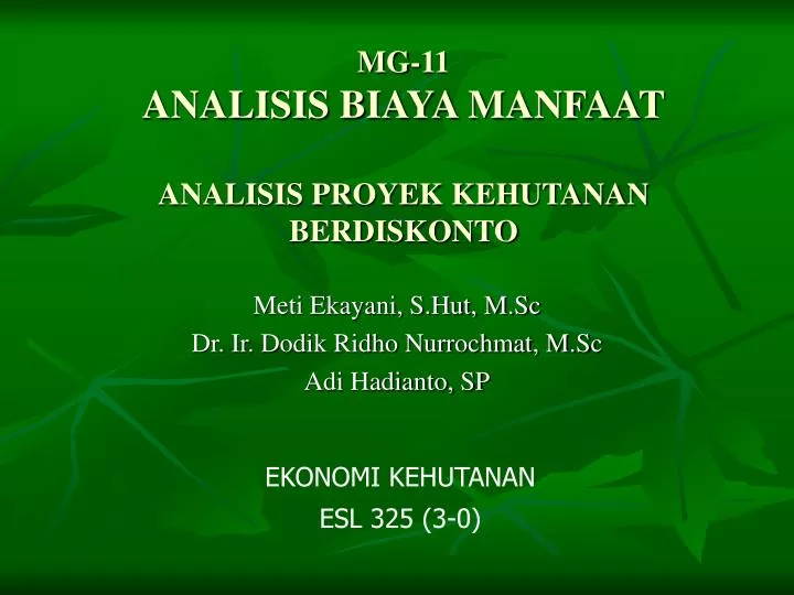 mg 11 analisis biaya manfaat analisis proyek kehutanan berdiskonto