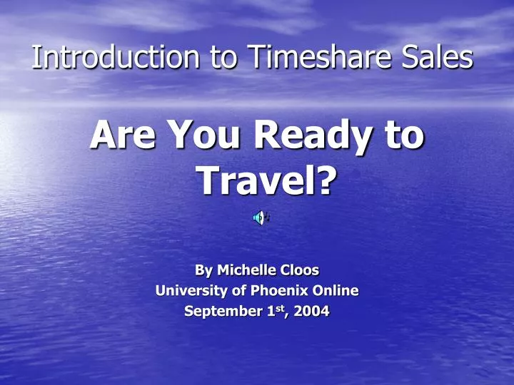 introduction to timeshare sales