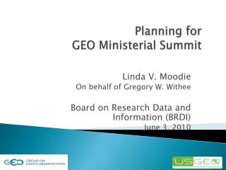 Planning for GEO Ministerial Summit