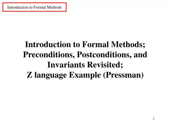 introduction to formal methods