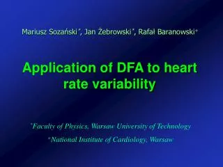 Application of DFA to heart rate variability