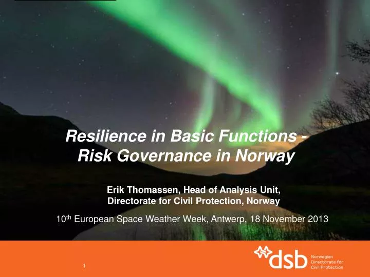 resilience in basic functions risk governance in norway