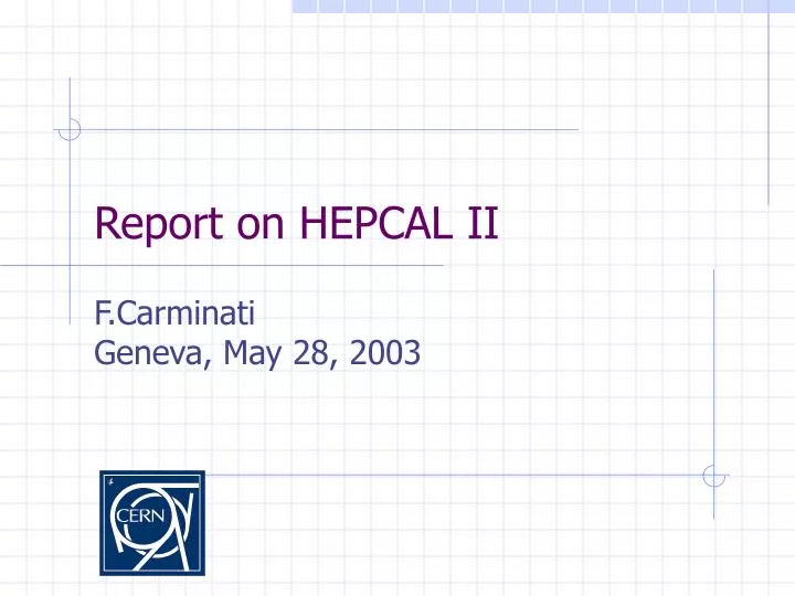 report on hepcal ii