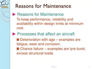 reasons for maintenance
