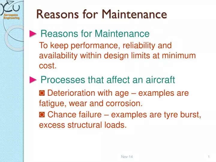 reasons for maintenance