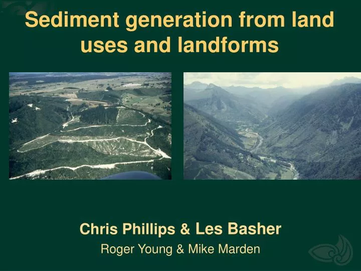 sediment generation from land uses and landforms