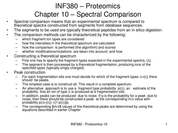 inf380 proteomics chapter 10 spectral comparison