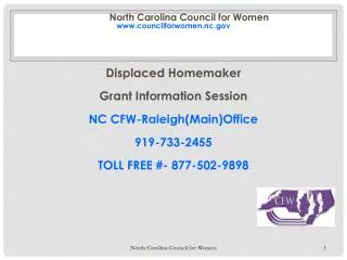 North Carolina Council for Women councilforwomen.nc Displaced Homemaker