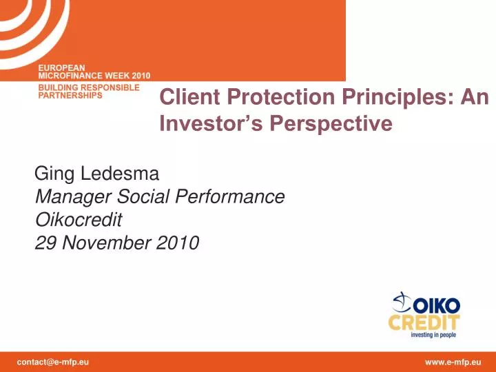 client protection principles an investor s perspective
