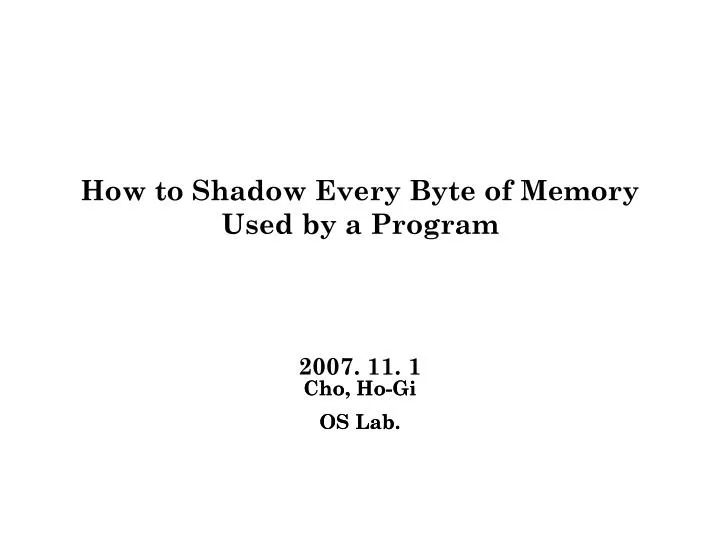 how to shadow every byte of memory used by a program