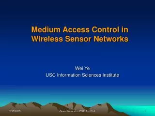 medium access control in wireless sensor networks