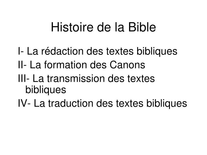 histoire de la bible