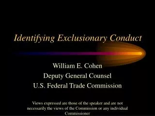 Identifying Exclusionary Conduct
