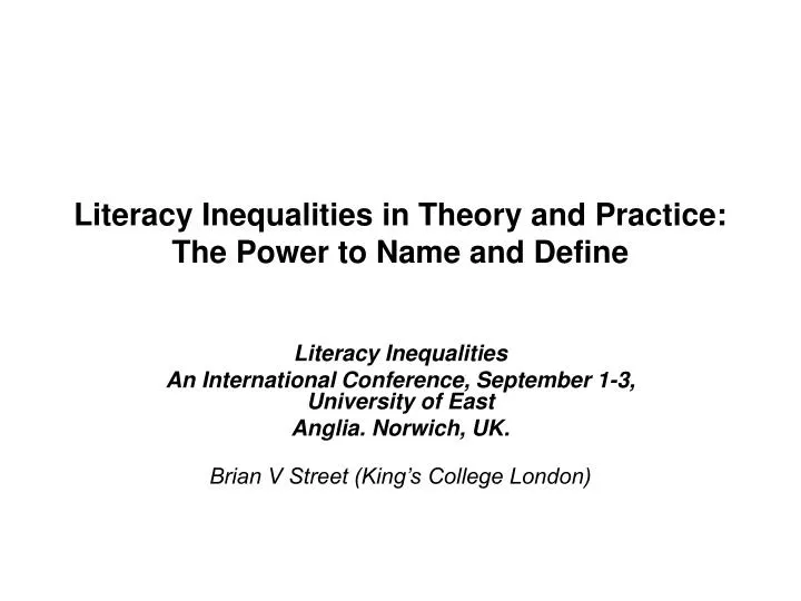 literacy inequalities in theory and practice the power to name and define