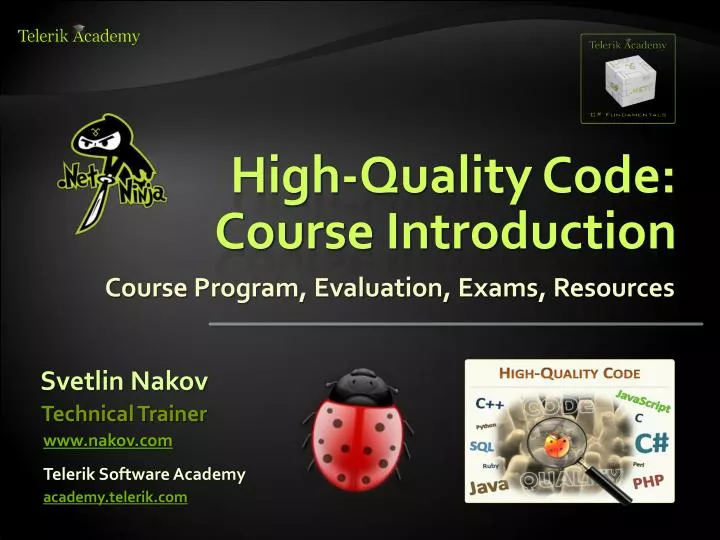 high quality code course introduction