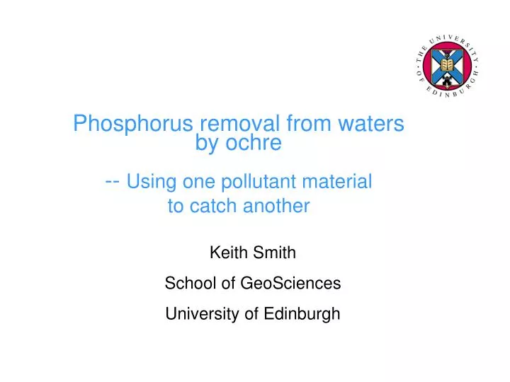 phosphorus removal from waters by ochre using one pollutant material to catch another