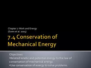 7.4 Conservation of Mechanical Energy