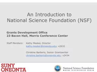 An Introduction to National Science Foundation (NSF)