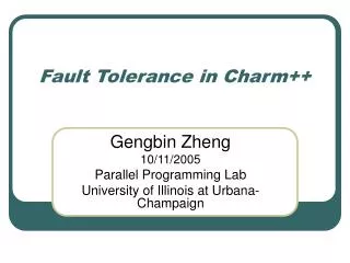 Fault Tolerance in Charm++