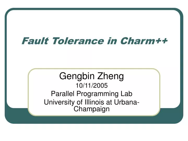 fault tolerance in charm